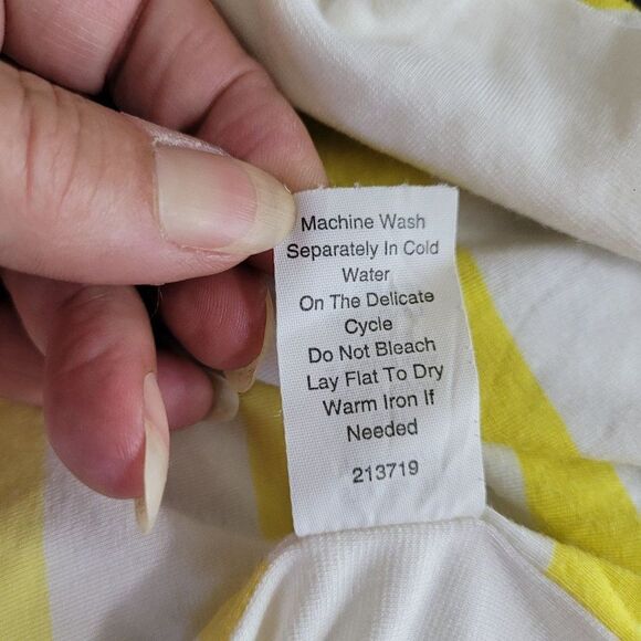 Cabi Tank Top M Yellow White Striped Sun Band Draped Cowl Neck Adjustable Straps - Picture 9 of 11